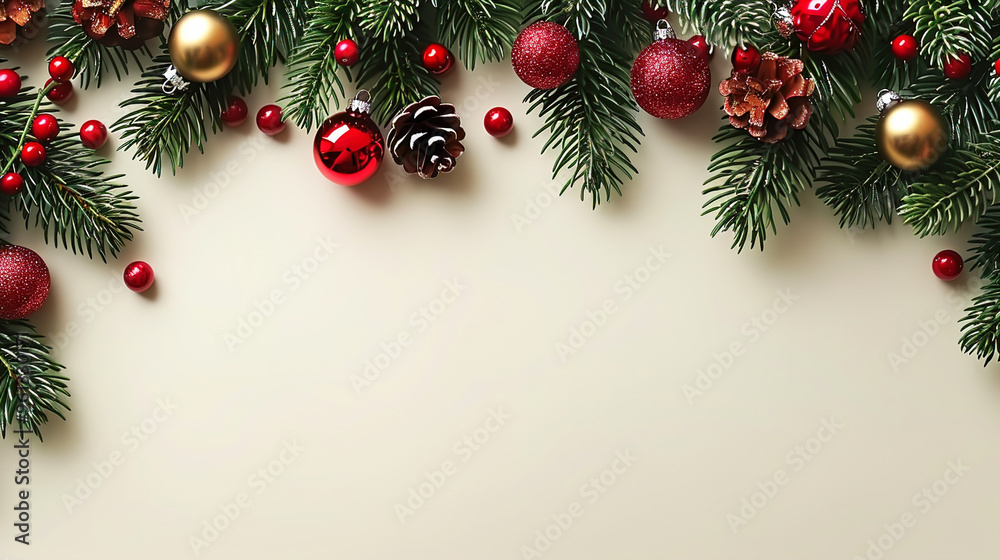 Xmas Holiday white Background Featuring Fir Tree and Ornaments Xmas Holiday white Background Featuring Fir Tree and Ornaments