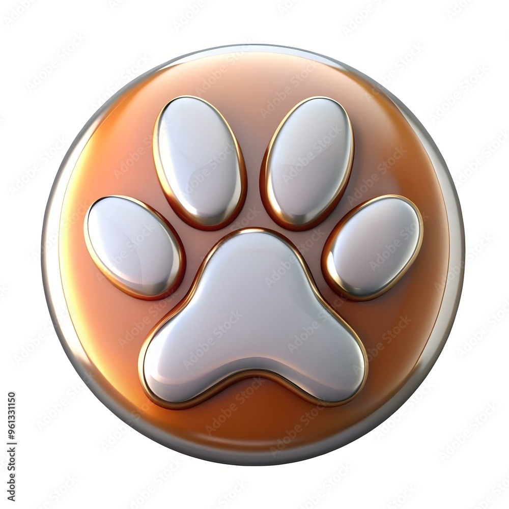 Obraz premium Dog paw icon isolated on a white background. 3d render.