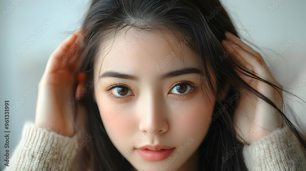 Close-up portrait of a young woman with natural beauty. Close-up portrait of a young woman with natural beauty.