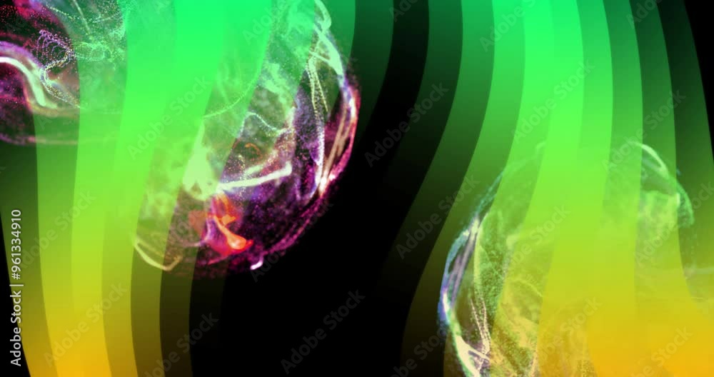 Colorful abstract brain animations over green and yellow gradient background Colorful abstract brain animations over green and yellow gradient background