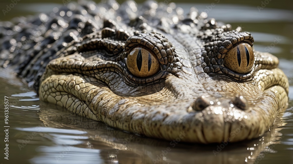 Fototapeta premium closeup image of crocodile ,saltwater crocodile ,crocodile eyes