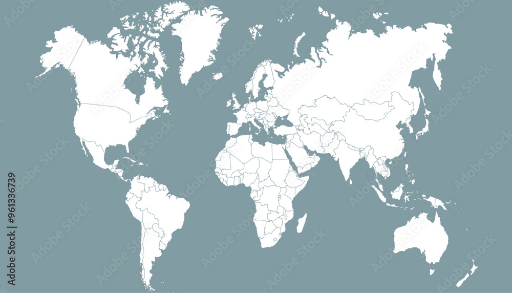 Obraz premium World map. Grey modern vector map. Silhouette map