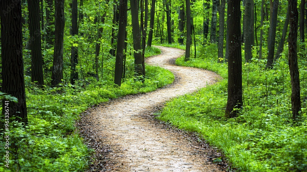 Fototapeta premium Winding Path Through Lush Green Forest