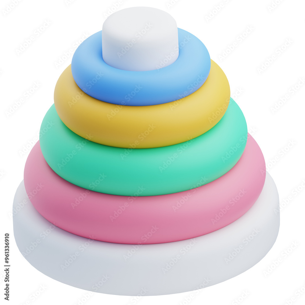 3D Colorful Baby Stacking Rings Toy 3D Colorful Baby Stacking Rings Toy