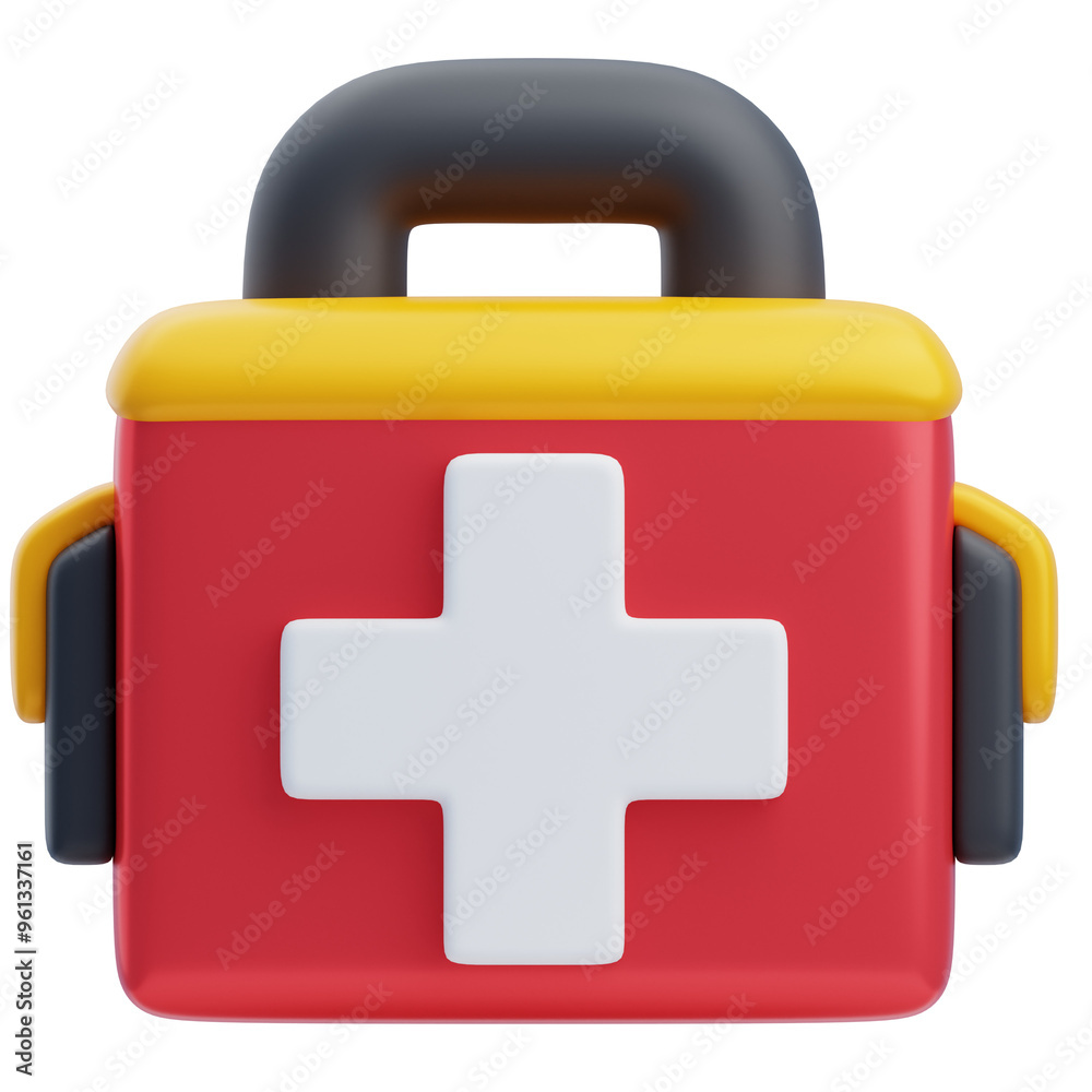 Obraz premium 3D Firefighter Emergency Medical Kit Icon