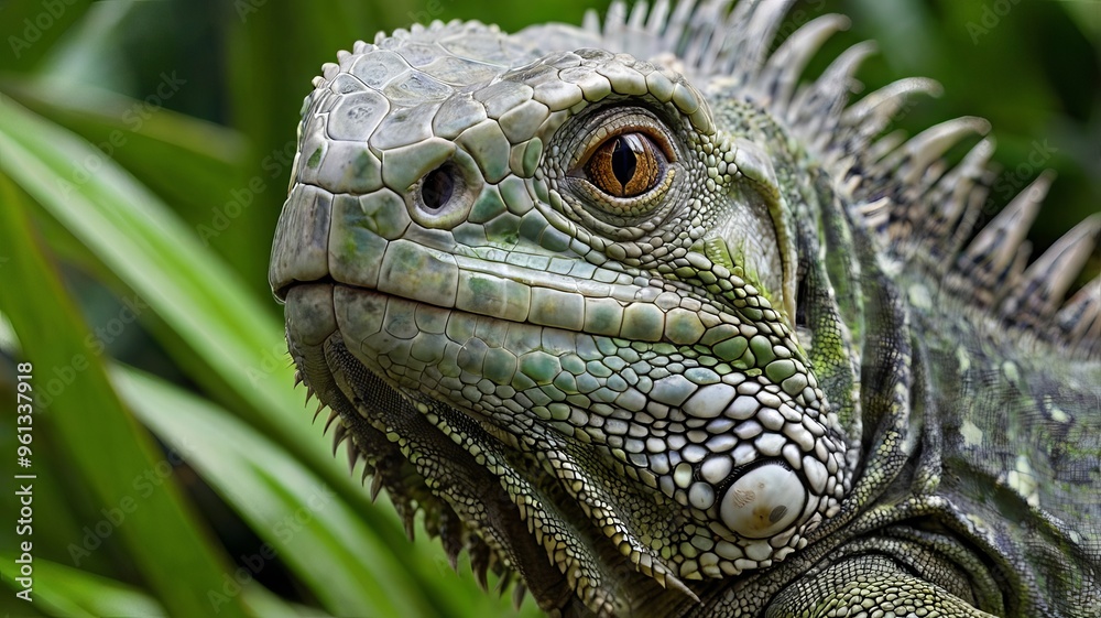 Obraz premium iguana closeup shot ,iguana in natural habitat
