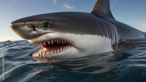 Dangerous shark in sea water ,angry shark