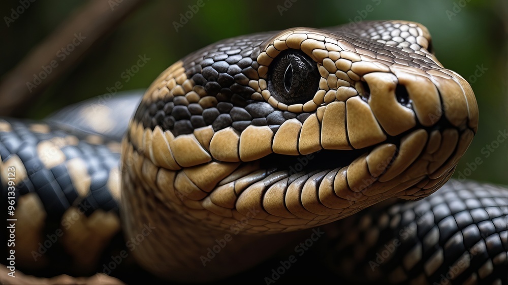 King cobra closeup Photography ,realistic portrait of snake ,ai gen King cobra closeup Photography ,realistic portrait of snake ,ai gen
