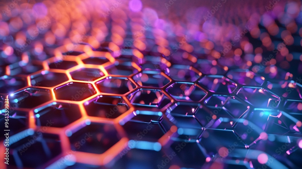 Fototapeta premium Abstract Hexagon Pattern in Neon Lights