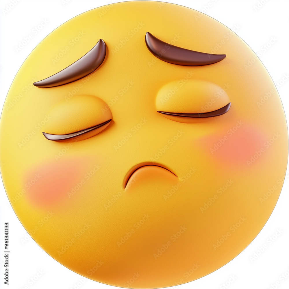 A sleepy emoji face with yellow color and sad expression, featuring closed eyes and blushing cheeks. A sleepy emoji face with yellow color and sad expression, featuring closed eyes and blushing cheeks.