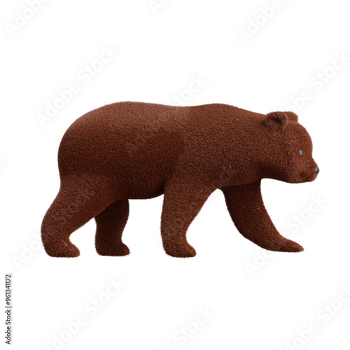 3D Russian Brown Bear Illustration Render