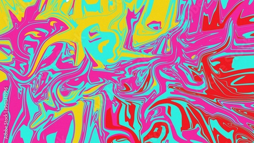 Cyan, gold, pink, chili pepper gradient background with noise. Abstract wavy liquid background, saturated vivid color blend. Modern design template for poster, banner, brochure, flyer, cover, website