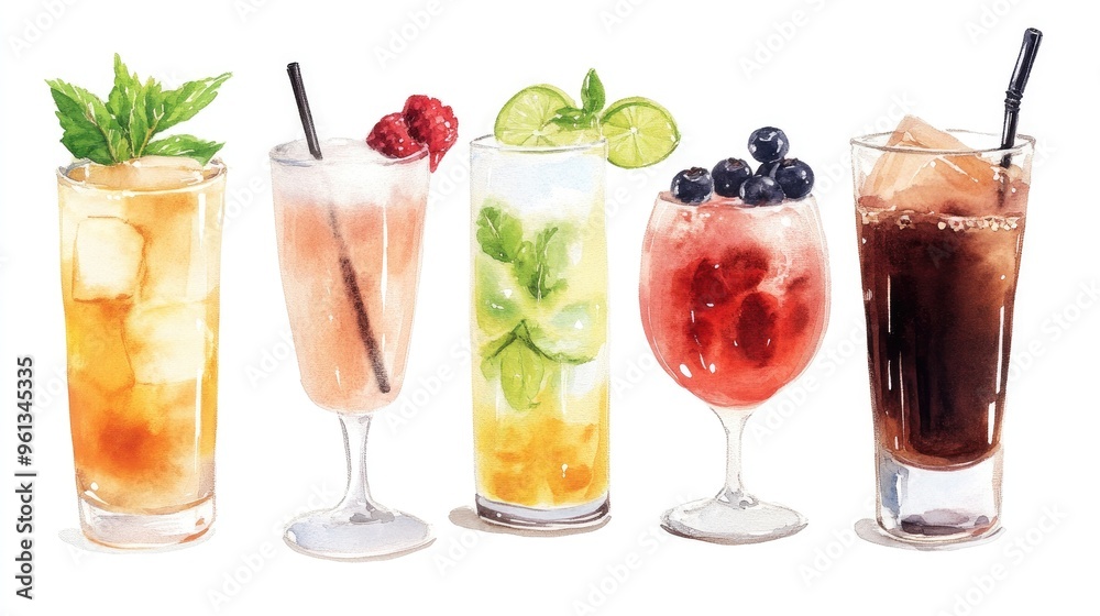 Vibrant Collection of Refreshing Summer Drinks and Colorful Cocktails Vibrant Collection of Refreshing Summer Drinks and Colorful Cocktails