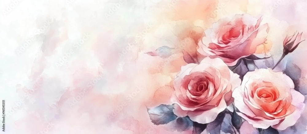 Fototapeta premium Beautiful Watercolor Roses: A Floral Masterpiece for Elegant Decor