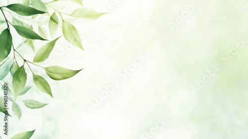 Green Leaf Branch with White Background