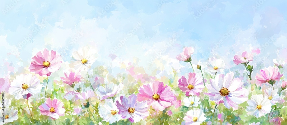 A Vibrant Field of Colorful Flowers Under a Clear Sky – Nature's Breathtaking Floral Harmony A Vibrant Field of Colorful Flowers Under a Clear Sky – Nature's Breathtaking Floral Harmony
