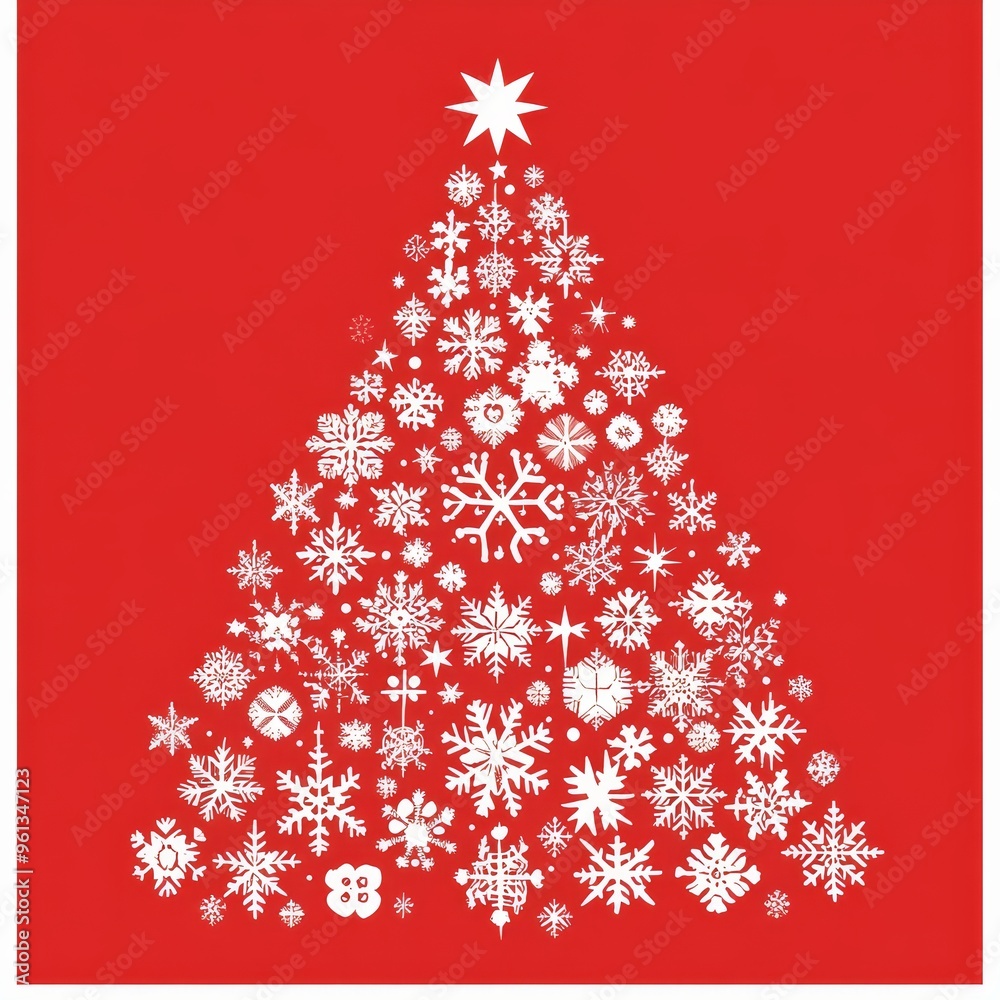 The christmas holiday illustration copyspace background incorporates a magical snowflake white Christmas tree with a star shape and beautiful bright and shiny red color. Christmas Holiday The christmas holiday illustration copyspace background incorporates a magical snowflake white Christmas tree with a star shape and beautiful bright and shiny red color. Christmas Holiday