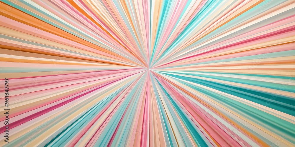 Pastel colored stripes converging to a center point. Pastel colored stripes converging to a center point.