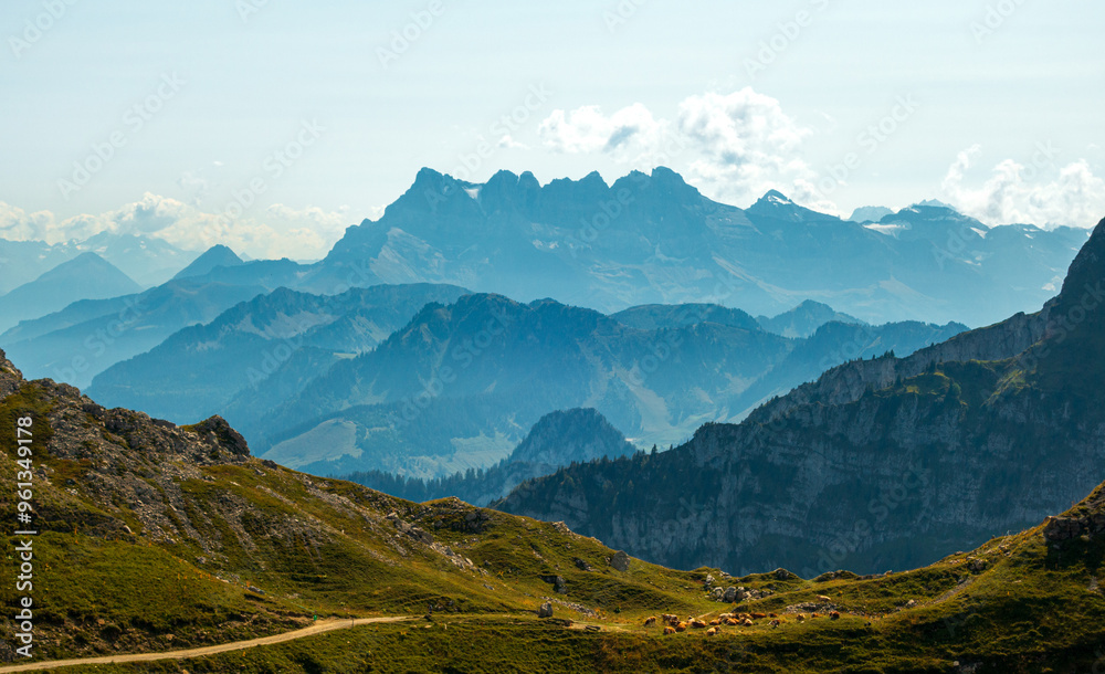 Jagged peaks of Dents du Midi, Valais Canton Jagged peaks of Dents du Midi, Valais Canton