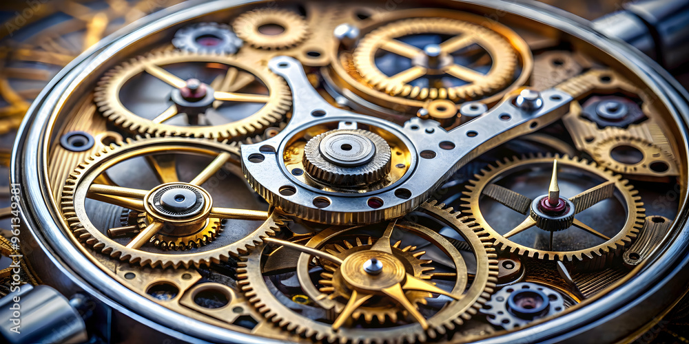 Intricate Clockwork: A mesmerizing close-up of a complex clockwork mechanism, showcasing intricate gears and intricate details, highlighting the elegance and precision of engineering. Intricate Clockwork: A mesmerizing close-up of a complex clockwork mechanism, showcasing intricate gears and intricate details, highlighting the elegance and precision of engineering.