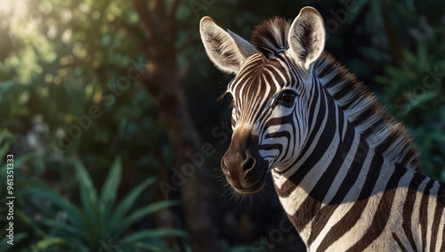 An adorable image of a miniature zebra