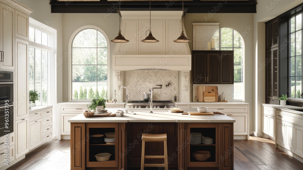 Envision a kitchen with a large island featuring a built-in cooktop. The central cooking area allows for interactive meal preparation Envision a kitchen with a large island featuring a built-in cooktop. The central cooking area allows for interactive meal preparation