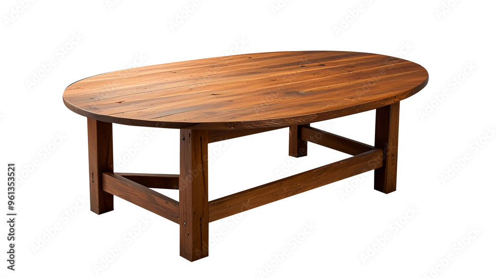 Natural wooden table, round shape on transparent background Natural wooden table, round shape on transparent background