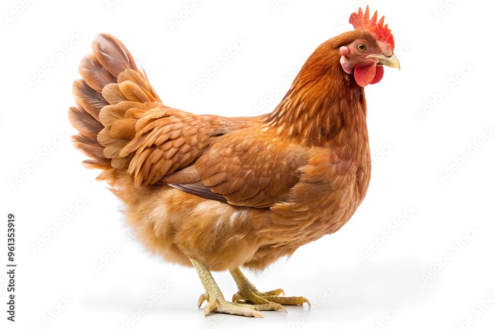 One brown chicken on white One brown chicken on white