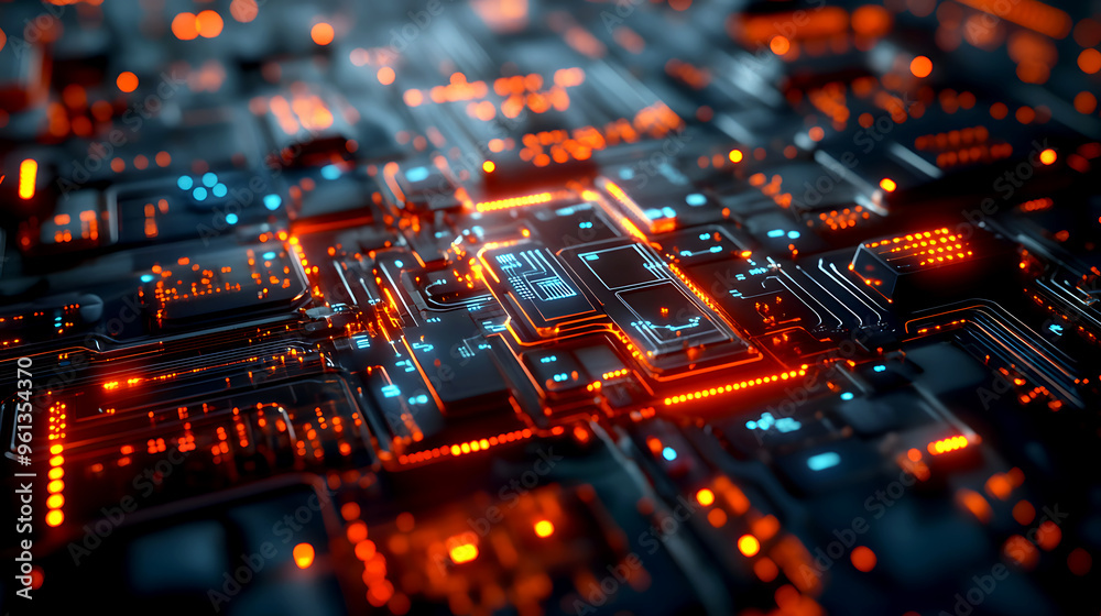 Obraz premium digital interface that seamlessly blends biological components with high-tech circuits