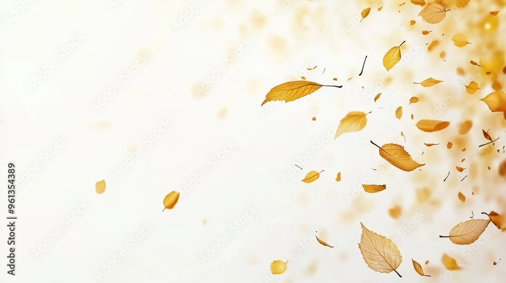 Falling Autumn Leaves on White Background Falling Autumn Leaves on White Background
