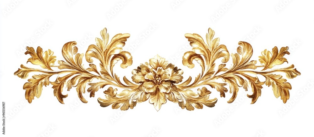 Luxurious Baroque Floral Ornamentation with Golden Accents for Elegant Interior Design Luxurious Baroque Floral Ornamentation with Golden Accents for Elegant Interior Design