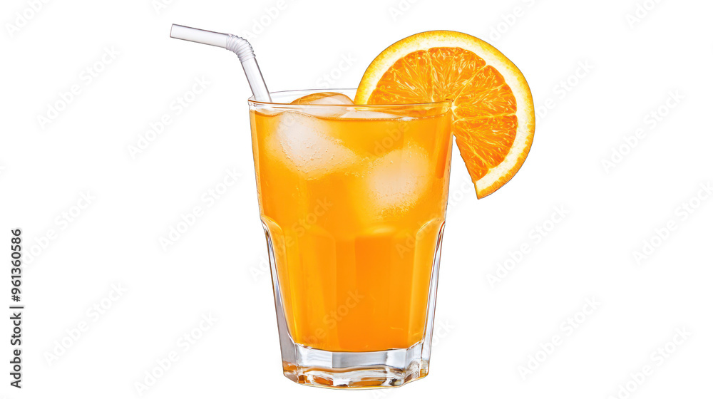view of a glass of fresh orange juice in a transparant background png