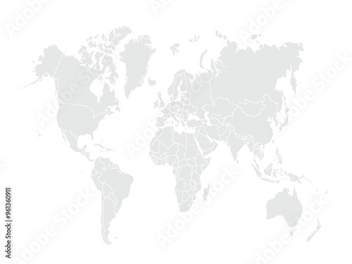 World map Grayscale,isolated on white background for website layouts,background,education, precise,customizable,Travel worldwide,map silhouette backdrop,earth geography, political,reports.