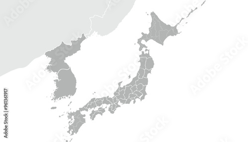 East Asian countries gray white vector.