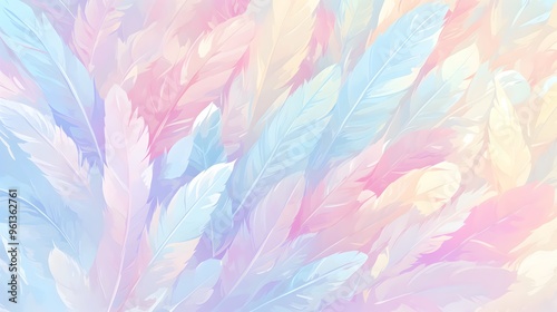 Colorful Rainbow Pastel Feathers Background Wallpaper