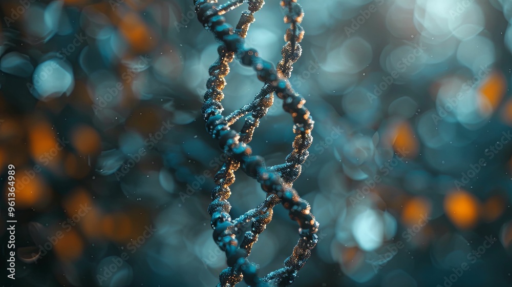 A Close-Up View of a DNA Double Helix with a Blurred Background A Close-Up View of a DNA Double Helix with a Blurred Background