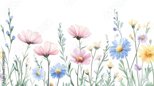Beautiful Watercolor Wildflowers: A Serene Floral Landscape