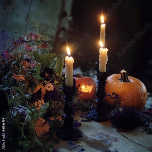 Eerie Halloween candlelit scenes