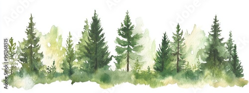 Serene Watercolor Forest Landscape: Embracing Nature's Beauty and Tranquility