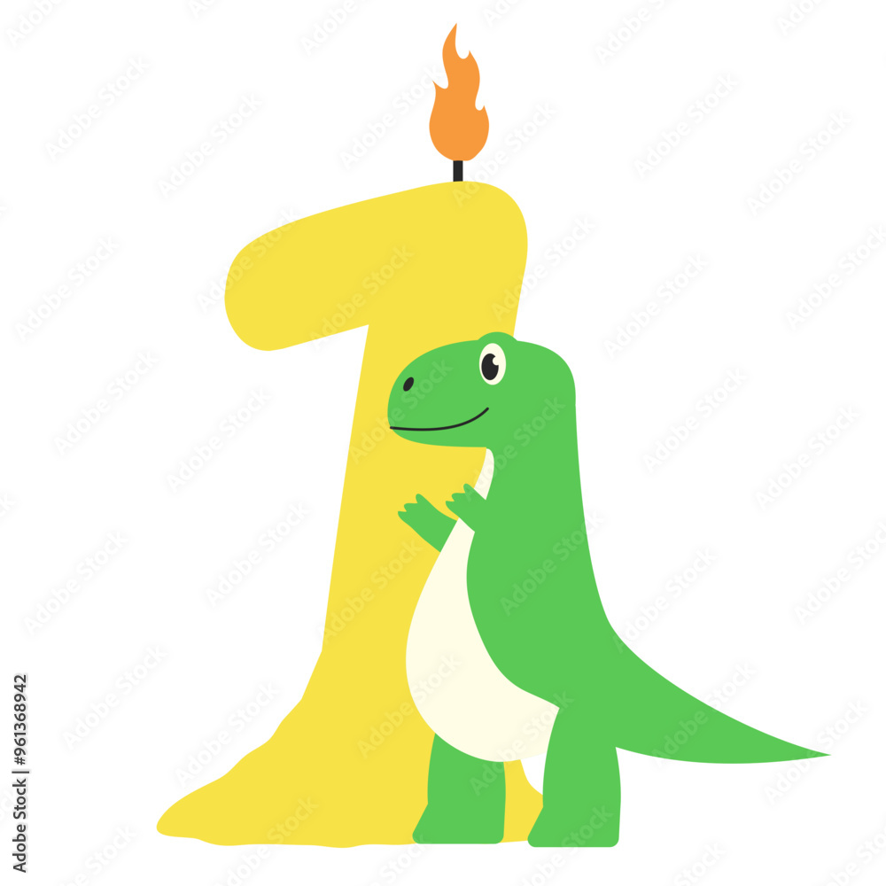 Obraz premium 1 One Burning Candle with Dino