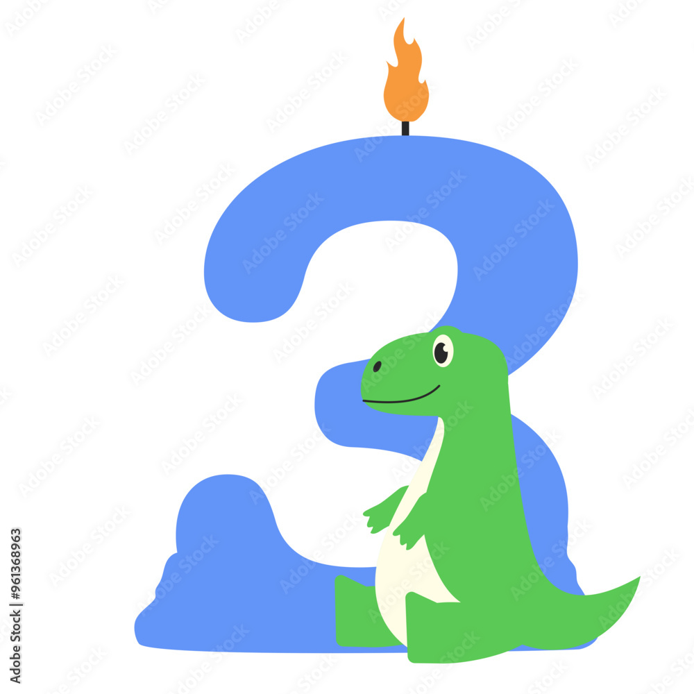 Obraz premium 3 Three Burning Candle with Dino