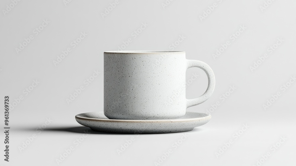 A minimalist white cup with a saucer, designed for serving beverages. A minimalist white cup with a saucer, designed for serving beverages.