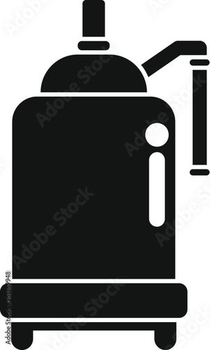 Black silhouette of a brewery machine used for brewing craft beer, isolated on a white background