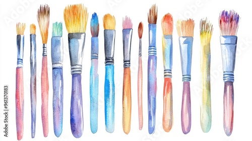 A Vibrant Collection of Watercolor Paint Brushes for Artistic Expression and Creativity