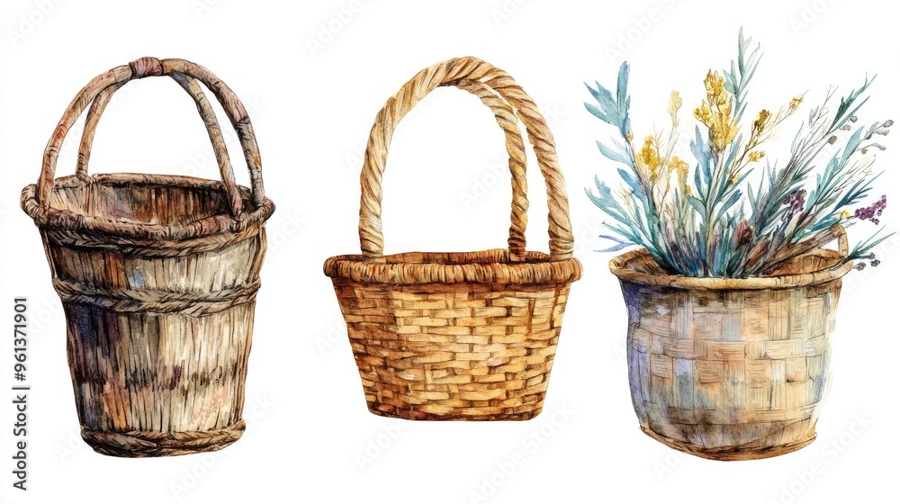 Charming Collection of Handcrafted Baskets and Pots for Floral Arrangements Charming Collection of Handcrafted Baskets and Pots for Floral Arrangements