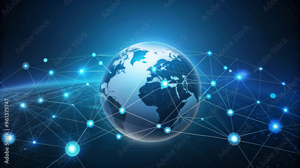 Globe Illustration on Blue Background for Business Concept