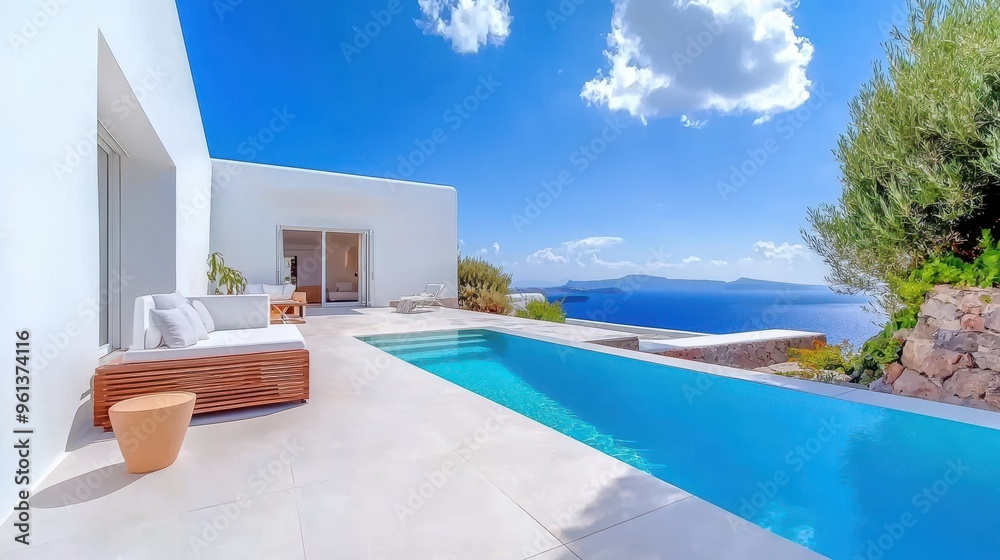 Crystal-clear pool, palm trees swaying in the breeze, sun-kissed beach – a tropical paradise awaits Crystal-clear pool, palm trees swaying in the breeze, sun-kissed beach – a tropical paradise awaits