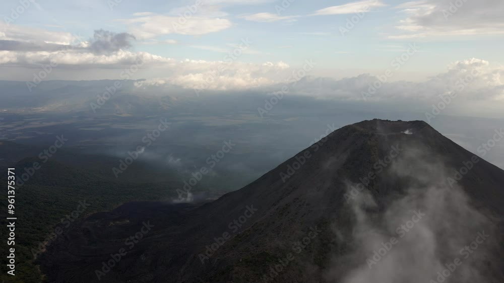 Active volcano Izalco in El Salvador, volcanic ground landscape crater Active volcano Izalco in El Salvador, volcanic ground landscape crater