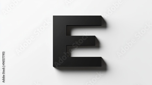 White background with 3D letter "E".