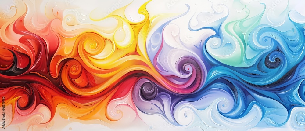 Obraz premium red, yellow, blue, and green hues spiraling in